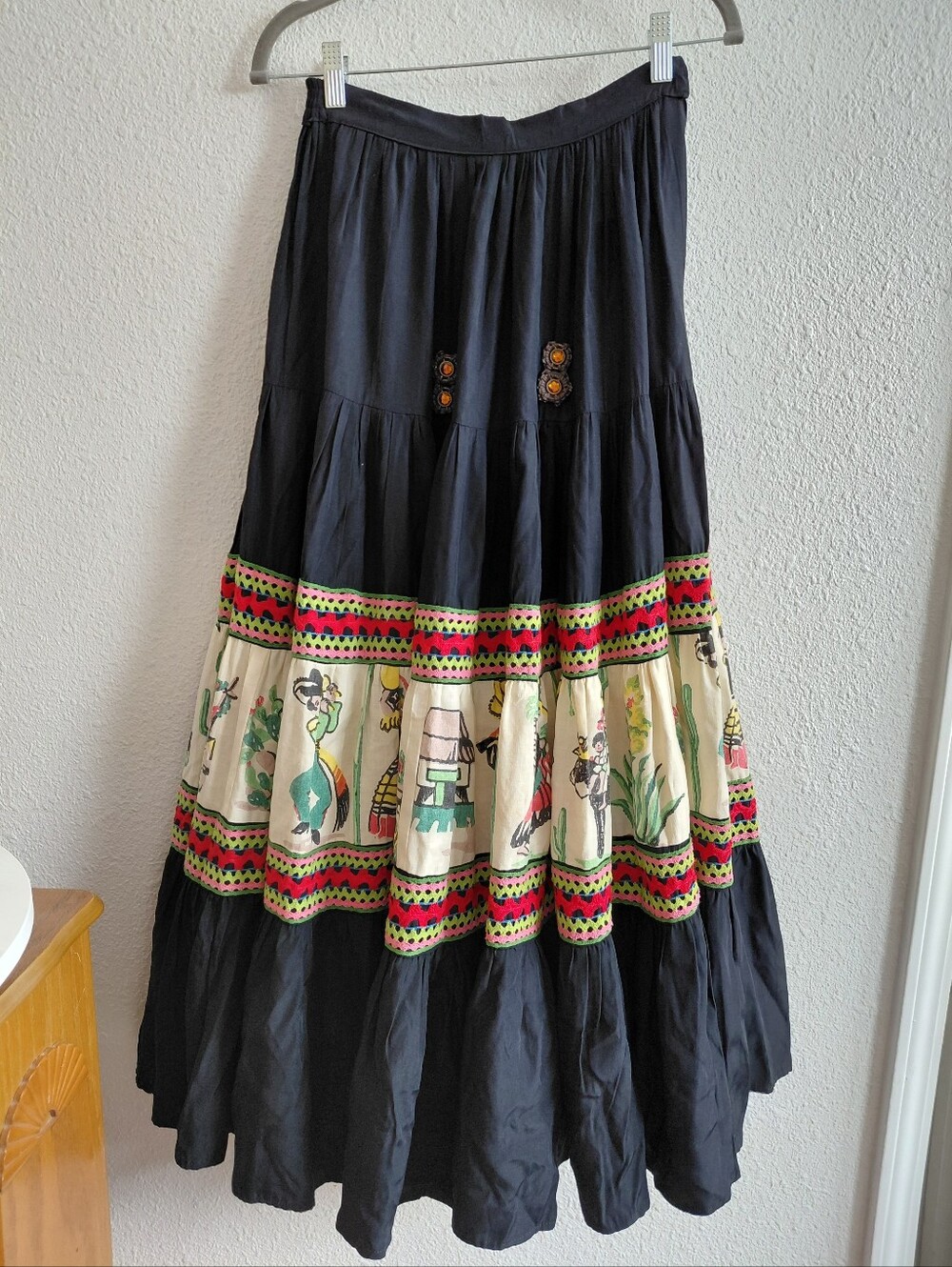 Handsewn Southwest  Peasant Festive Tiered Long Skirt - Picture 5 of 8